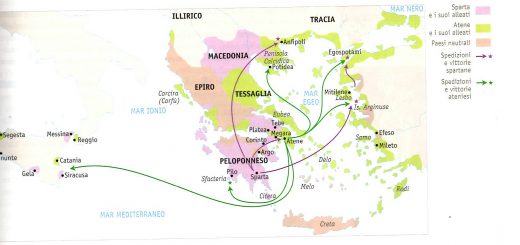 mappa territori sparta e atene nella guerra del Pelopponeso