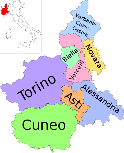 mappa politica province piemonte