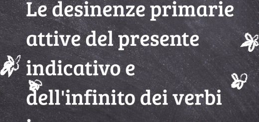 Le desinenze primarie attive del presente indicativo e dell'infinito dei verbi in -ω