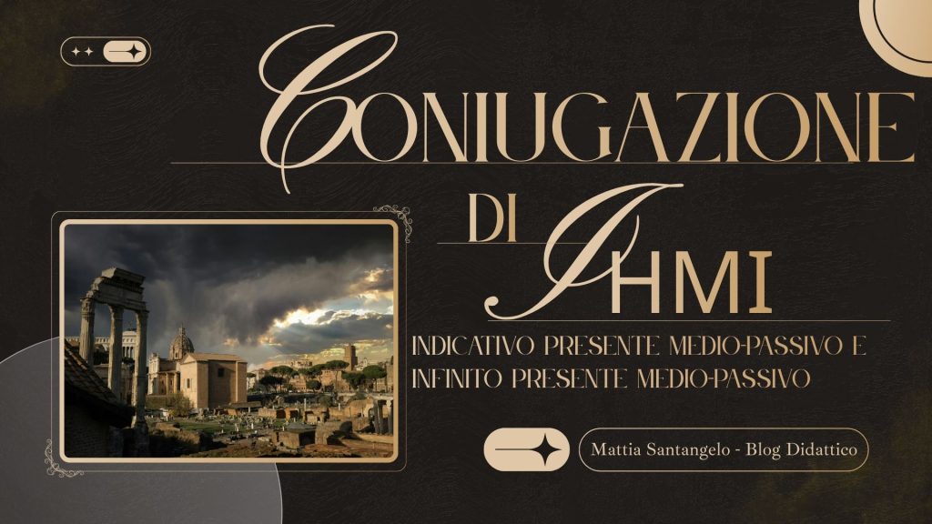 Coniugazione dell'indicativo presente medio-passivo e dell'infinito presente medio-passivo del verbo ἵημι